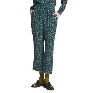 Trovata Leona Pants Blue Larkspur Straight Leg Silk Viscose Ruffle Waist Size S